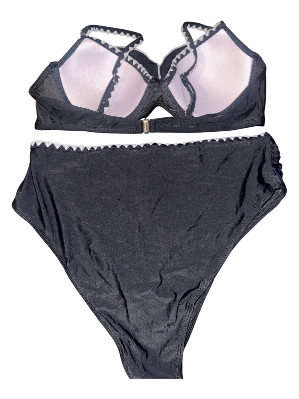 Cupshe Black Bikini Set with White Ruffle Trim - Picture 2 of 5